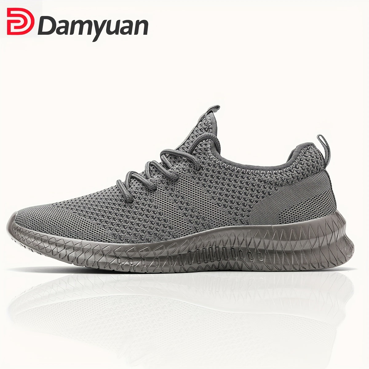 Men's Casual Solid Color Breathable Mesh Shoes - Anti-Skid Lace-Up Walking Sneakers
